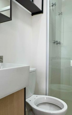 Studio para alugar com 25m², 1 quarto e sem vaga Studio para alugar com 25m², 1 quarto e sem vagaBanheiro