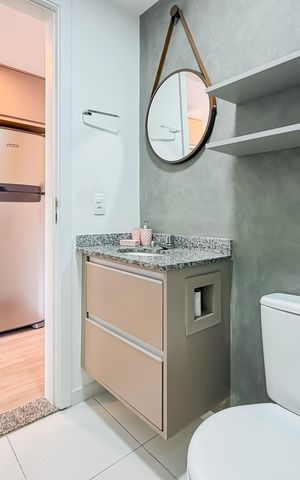 Studio à venda com 26m², 1 quarto e sem vaga Studio à venda com 26m², 1 quarto e sem vagaBanheiro