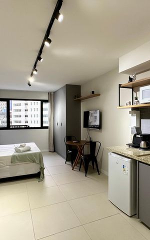 Studio à venda com 34m², 1 quarto e sem vaga