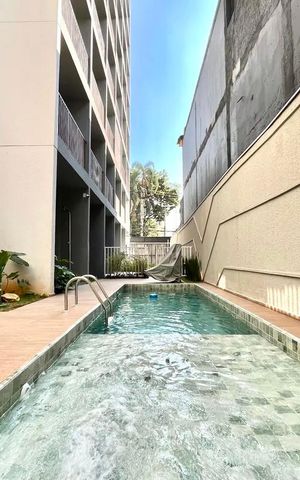 Studio para alugar com 26m², 1 quarto e sem vaga Studio para alugar com 26m², 1 quarto e sem vagaÁrea comum - Piscina