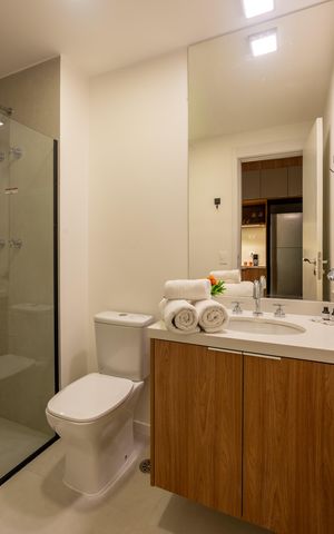Studio para alugar com 26m², 1 quarto e sem vaga Studio para alugar com 26m², 1 quarto e sem vagaBanheiro Social