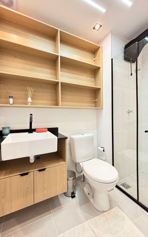 Studio para alugar com 26m², 1 quarto e sem vaga Studio para alugar com 26m², 1 quarto e sem vagaBanheiro Social
