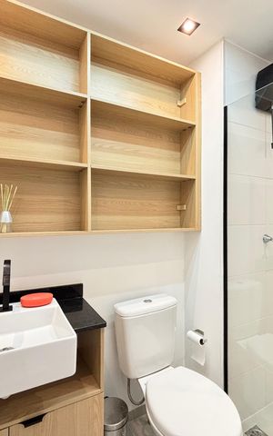 Studio para alugar com 26m², 1 quarto e sem vaga Studio para alugar com 26m², 1 quarto e sem vagaBanheiro Social