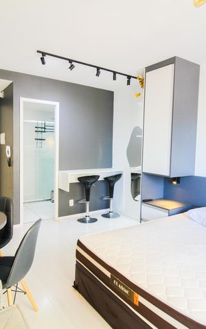 Studio à venda com 28m², 1 quarto e sem vaga Studio à venda com 28m², 1 quarto e sem vagaSala/Quarto