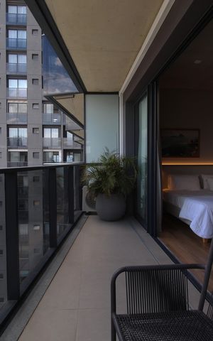 Studio à venda com 45m², 1 quarto e 1 vagaVaranda