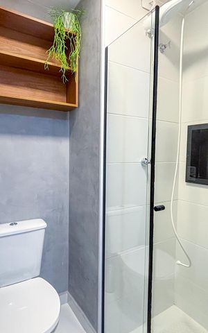 Studio à venda com 27m², 1 quarto e sem vaga Studio à venda com 27m², 1 quarto e sem vagaBanheiro Social