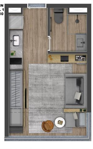 Studio à venda com 21m², 1 quarto e sem vaga