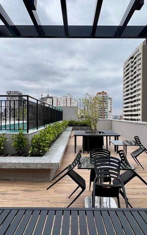 Studio à venda com 27m², 1 quarto e sem vaga Studio à venda com 27m², 1 quarto e sem vagaÁrea comum - Churrasqueira