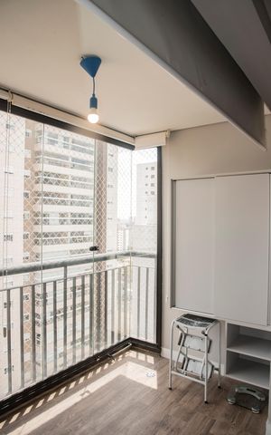 Studio à venda com 32m², 1 quarto e 1 vagaVaranda