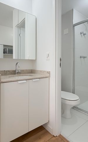 Studio para alugar com 25m², 1 quarto e sem vaga Studio para alugar com 25m², 1 quarto e sem vagaBanheiro