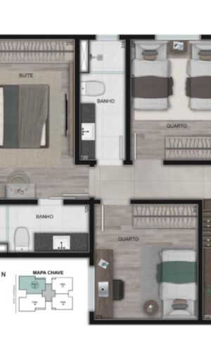 Apartamento à venda com 78m², 3 quartos e 2 vagas