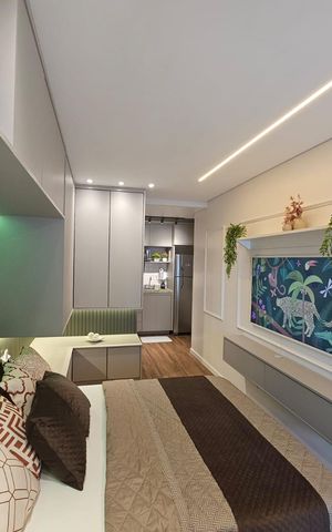 Apartamento à venda com 25m², 1 quarto e sem vaga Apartamento à venda com 25m², 1 quarto e sem vagaSala / Quarto