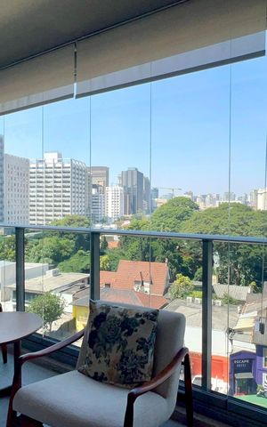 Studio para alugar com 46m², 1 quarto e 1 vaga Studio para alugar com 46m², 1 quarto e 1 vagaVaranda