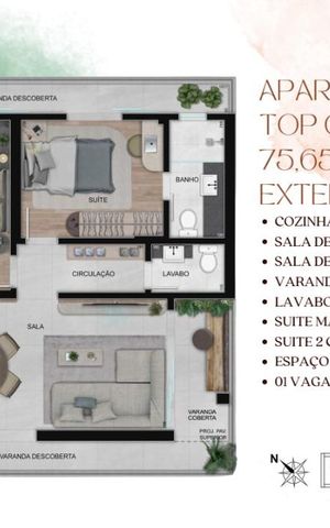 Apartamento à venda com 94m², 2 quartos e 1 vaga