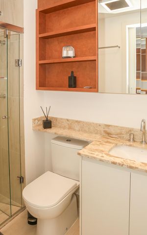 Studio para alugar com 34m², 1 quarto e sem vaga Studio para alugar com 34m², 1 quarto e sem vagaBanheiro