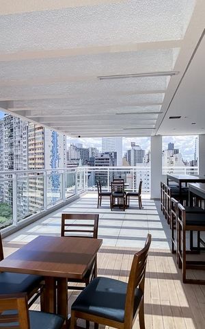 Studio para alugar com 34m², 1 quarto e 1 vaga Studio para alugar com 34m², 1 quarto e 1 vagaÁrea comum - Churrasqueira
