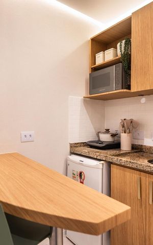 Studio para alugar com 32m², 1 quarto e 1 vaga Studio para alugar com 32m², 1 quarto e 1 vagaCozinha