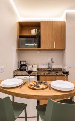 Studio para alugar com 32m², 1 quarto e 1 vaga Studio para alugar com 32m², 1 quarto e 1 vagaCozinha