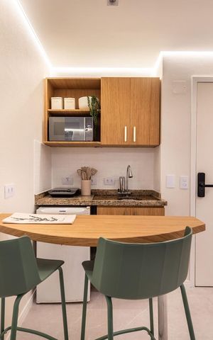 Studio para alugar com 32m², 1 quarto e 1 vaga Studio para alugar com 32m², 1 quarto e 1 vagaCozinha