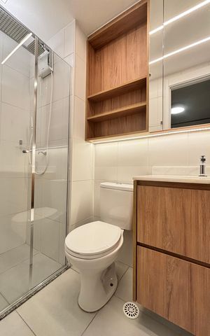 Apartamento para alugar com 26m², 1 quarto e sem vaga Apartamento para alugar com 26m², 1 quarto e sem vagaBanheiro da Suíte