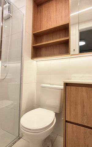 Apartamento para alugar com 26m², 1 quarto e sem vaga Apartamento para alugar com 26m², 1 quarto e sem vagaBanheiro da Suíte