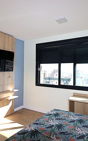 Studio à venda com 28m², 1 quarto e 1 vagaEspaço conjugado 
