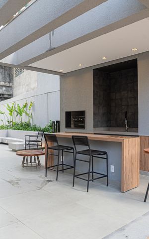 Studio para alugar com 29m², 1 quarto e sem vaga Studio para alugar com 29m², 1 quarto e sem vagaÁrea comum - Churrasqueira