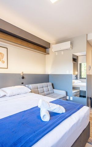 Studio para alugar com 26m², 1 quarto e 1 vaga Studio para alugar com 26m², 1 quarto e 1 vagaQuarto