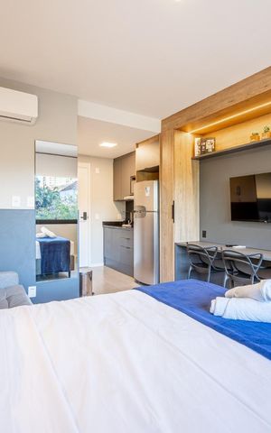 Studio para alugar com 26m², 1 quarto e 1 vaga Studio para alugar com 26m², 1 quarto e 1 vagaQuarto