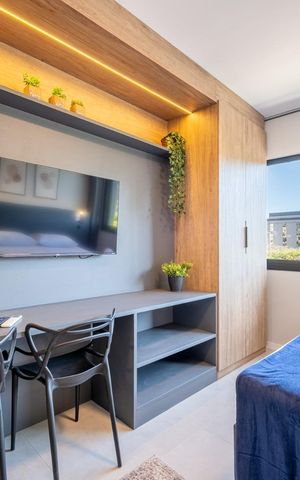 Studio para alugar com 26m², 1 quarto e 1 vaga Studio para alugar com 26m², 1 quarto e 1 vagaQuarto