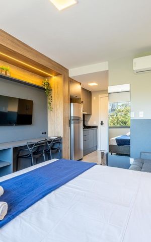 Studio para alugar com 26m², 1 quarto e 1 vaga Studio para alugar com 26m², 1 quarto e 1 vagaQuarto