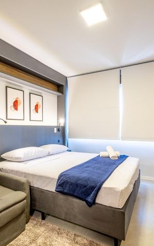 Studio para alugar com 26m², 1 quarto e 1 vaga Studio para alugar com 26m², 1 quarto e 1 vagaQuarto