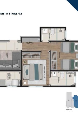 Apartamento à venda com 57m², 2 quartos e 2 vagas
