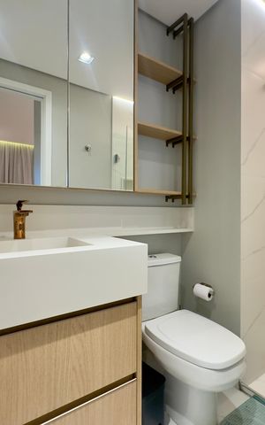 Studio para alugar com 39m², 1 quarto e 1 vaga Studio para alugar com 39m², 1 quarto e 1 vagaBanheiro