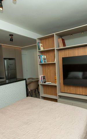Studio para alugar com 44m², 1 quarto e 1 vaga Studio para alugar com 44m², 1 quarto e 1 vagaQUARTO