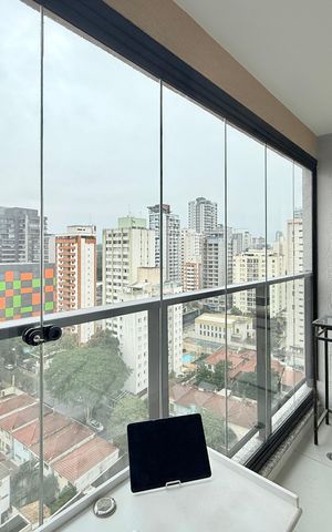 Studio para alugar com 28m², 1 quarto e 1 vaga Studio para alugar com 28m², 1 quarto e 1 vagaSacada