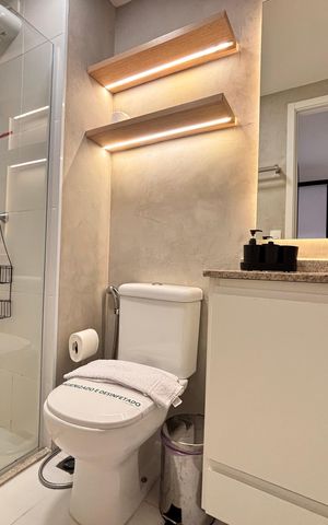 Apartamento para alugar com 24m², 1 quarto e sem vaga Apartamento para alugar com 24m², 1 quarto e sem vagaBanheiro da Suíte