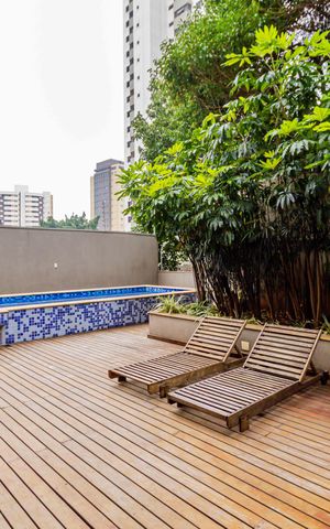 Studio para alugar com 60m², 1 quarto e 1 vaga Studio para alugar com 60m², 1 quarto e 1 vagaÁrea comum - Piscina
