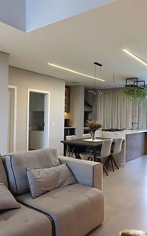 Casa de condomínio para alugar com 196m², 2 quartos e 2 vagasSala  cozinha americana integrada