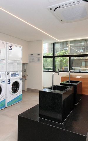 Studio para alugar com 24m², 1 quarto e sem vaga Studio para alugar com 24m², 1 quarto e sem vagaLavanderia