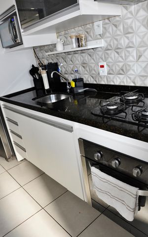 Apartamento para alugar com 46m², 2 quartos e 1 vaga Apartamento para alugar com 46m², 2 quartos e 1 vagaDetalhe - Cozinha Americana