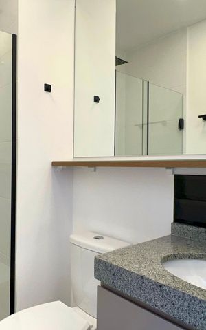 Studio para alugar com 26m², 1 quarto e 1 vaga Studio para alugar com 26m², 1 quarto e 1 vagaBanheiro