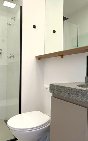 Studio para alugar com 26m², 1 quarto e 1 vaga Studio para alugar com 26m², 1 quarto e 1 vagaBanheiro