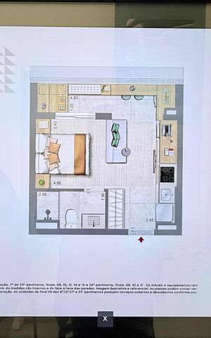 Studio à venda com 28m², 1 quarto e sem vaga Studio à venda com 28m², 1 quarto e sem vagaPlanta Tipo Apartamento
