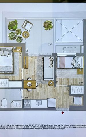 Apartamento à venda com 44m², 2 quartos e 1 vaga Apartamento à venda com 44m², 2 quartos e 1 vagaPlanta Tipo Apartamento