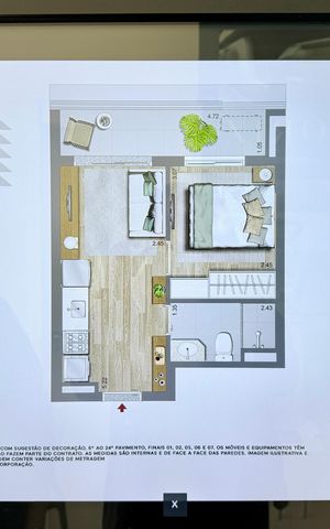 Apartamento à venda com 33m², 1 quarto e sem vaga Apartamento à venda com 33m², 1 quarto e sem vagaPlanta tipo Apartamento