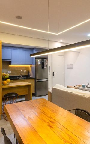 Apartamento para alugar com 64m², 1 quarto e 2 vagasSala