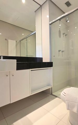 Studio para alugar com 65m², 1 quarto e 2 vagas Studio para alugar com 65m², 1 quarto e 2 vagasBanheiro