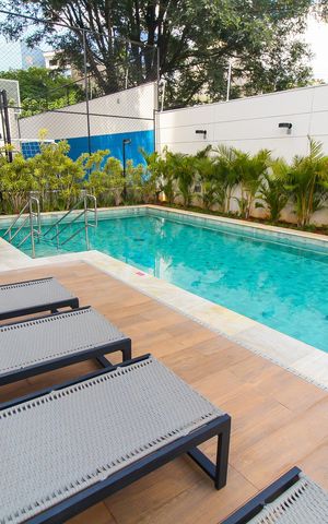 Studio à venda com 26m², 1 quarto e sem vaga Studio à venda com 26m², 1 quarto e sem vagaÁrea comum - Piscina