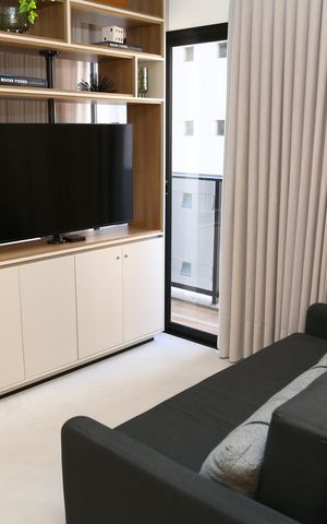 Studio para alugar com 46m², 1 quarto e 1 vagaDetalhe Sala/quarto